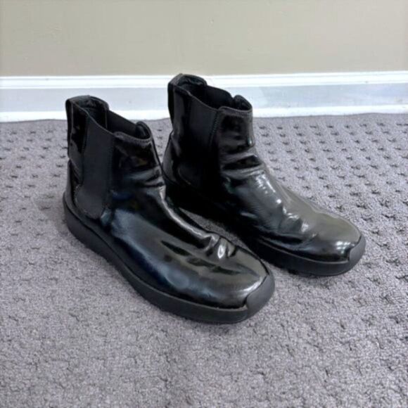 Gucci Black Patent Leather Ankle Boots Designer Italy, Size EU 45 US 12 Men's - Picture 1 of 9
